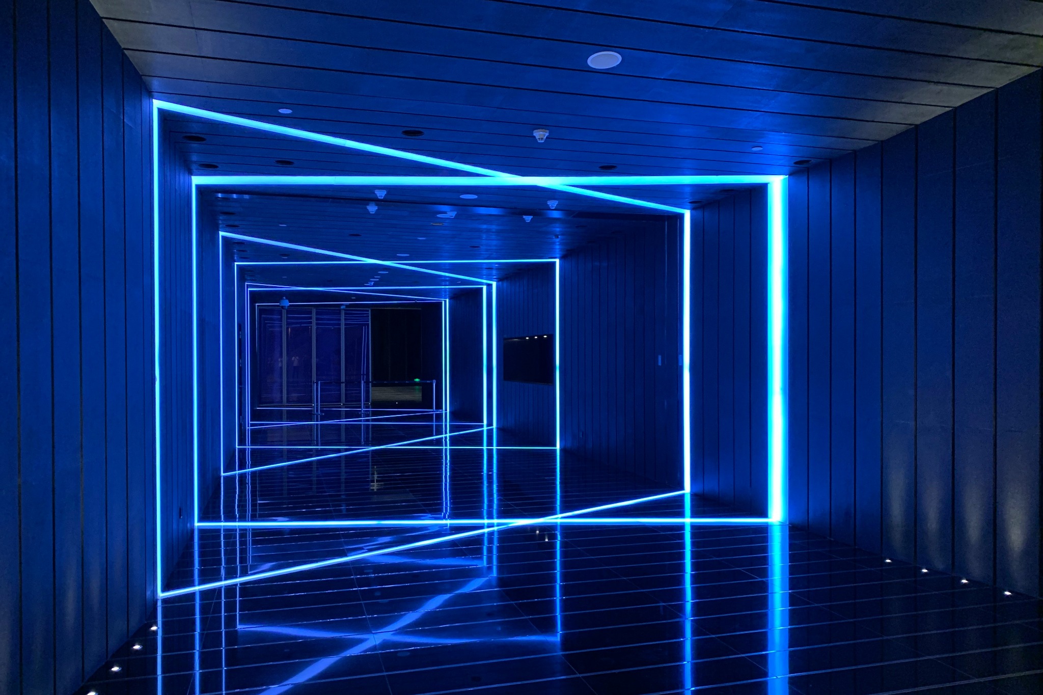 Blue architectural LED corridor lighting